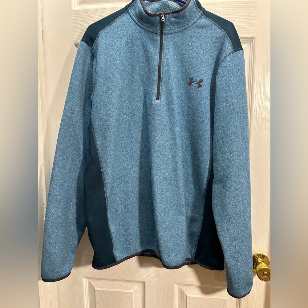 Under Armour Heather Light Blue Quarter-Zip Pullover with Dark Trim